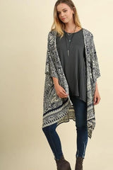 Umgee Oversized Print Kimono - Navy