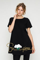 Pima Cotton Tunic Top - Pink Charcoal or Black