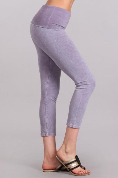 Chatoyant Foldover Waist Capri Leggings - Many Colors
