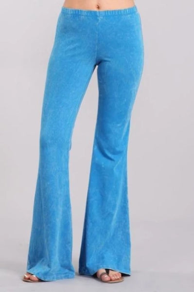 Chatoyant Mineral Wash Bell Bottom Soft Pants - Great Colors