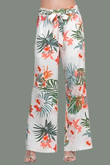 Hyfve Tropical Print Dressy Pants - Cream