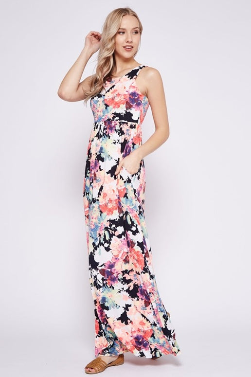 Floral Racer Beeson River Floral Racer Back Maxi Dress -Navy | Debra's Passion Boutique