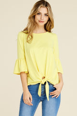 Reborn J Signature Butter Soft Front Knot Top - Banana