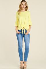 Reborn J Signature Butter Soft Front Knot Top - Banana