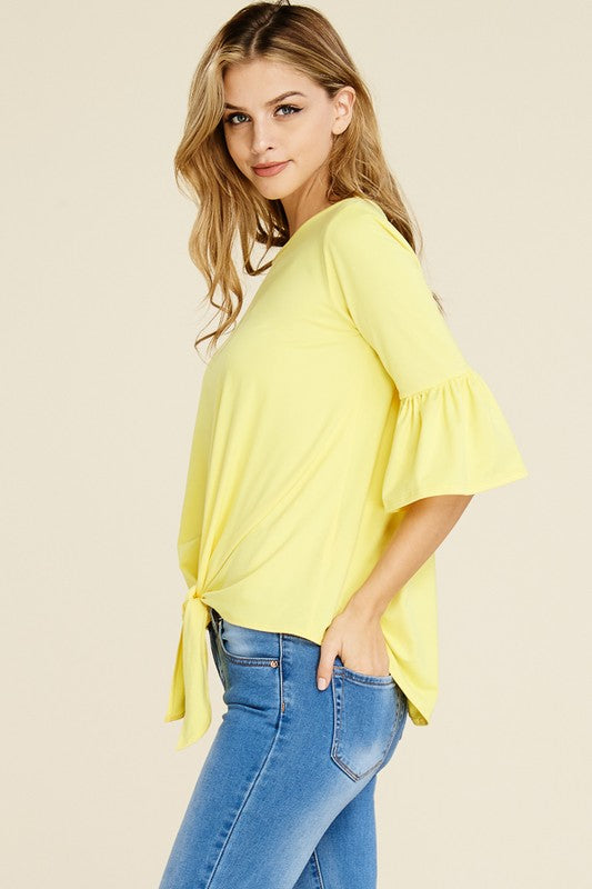 Reborn J Signature Butter Soft Front Knot Top - Banana