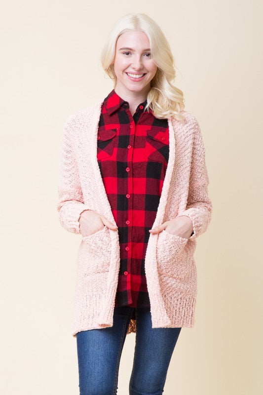 Popcorn Cardigan Sweater - Blush or Mustard