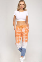 She + Sky Tie Dye Lounge Sweatpants - Orange/Blue