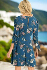 Gilli Empire Floral Dress - Teal