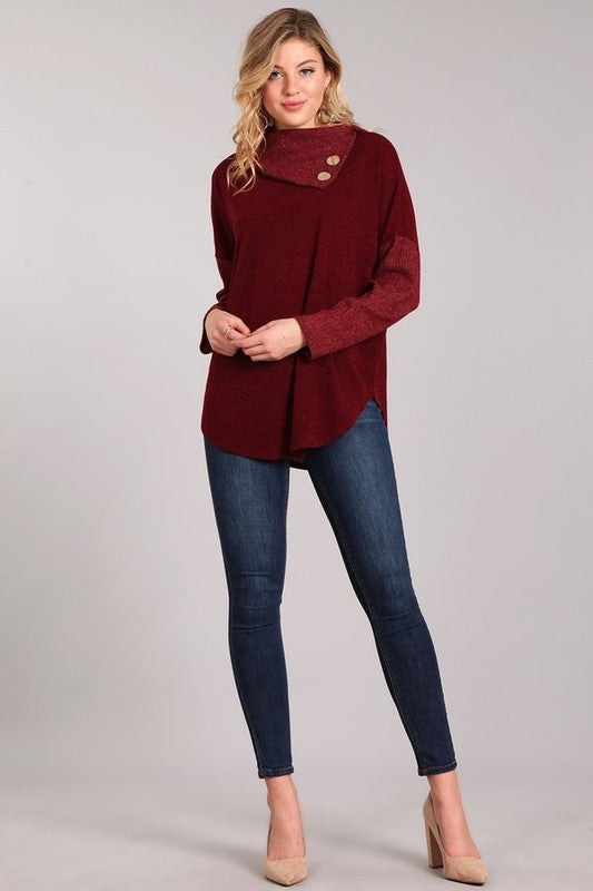 Carol Heather Knit Top - Wine