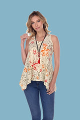 Yak & Yeti Floral Print Swing Top - Cream