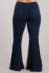 Chatoyant Dark Denim Back Pocket Bell Bottom Plus Pants