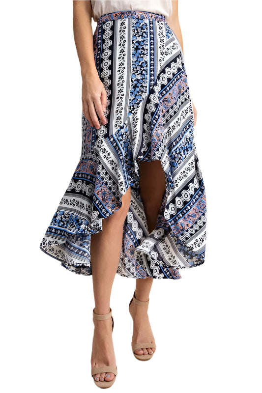 Kori Leila Ruffle Hi Lo Skirt - Blue