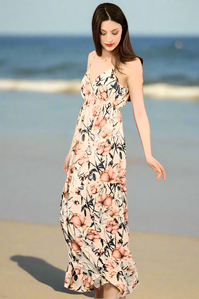 Peach Love Floral Tiered Maxi Dress