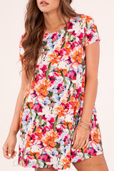 Peach Love Floral Dress - Orange Magenta