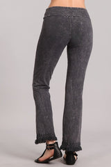 Chatoyant Ankle Fringe Hem Pants - Dark Ash Gray