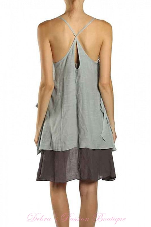 A'Reve X Back Dress & Side Bow - Grey