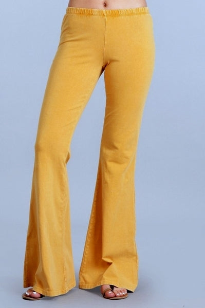 Chatoyant Mineral Wash Bell Bottom Soft Pants - Great Colors