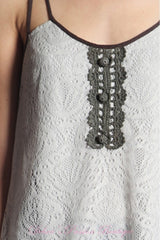 A'Reve Romantic Lace Tank - Grey/Brown