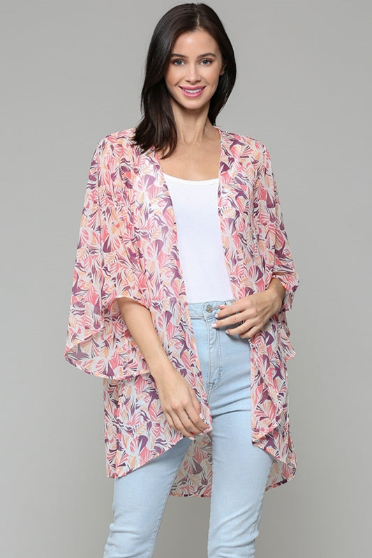 Keepsake Open Short Kimono Sleeves Cardigan - Pink