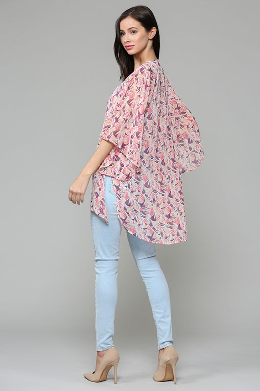 Keepsake Open Short Kimono Sleeve Cardigan - Pink