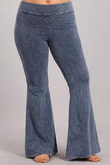 Chatoyant Blue Grey Back Pocket Bell Bottom Plus Pants