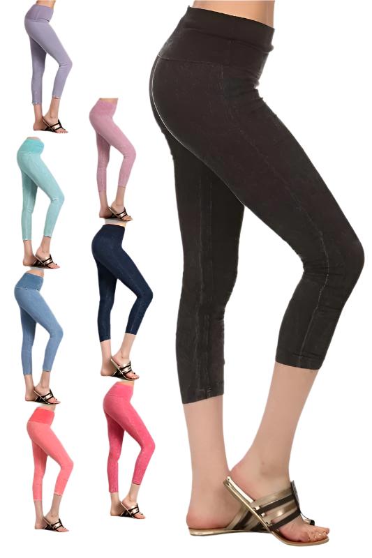 Chatoyant Foldover Waist Capri Leggings - Many Colors