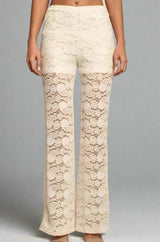Umgee Sweet Floral Lace Pants - Ivory