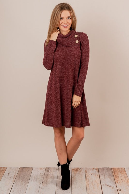 Adel Heather Knit Dress - Wine