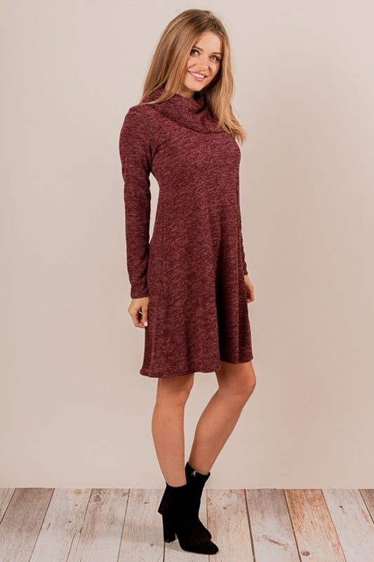 Adel Heather Knit Dress - Wine