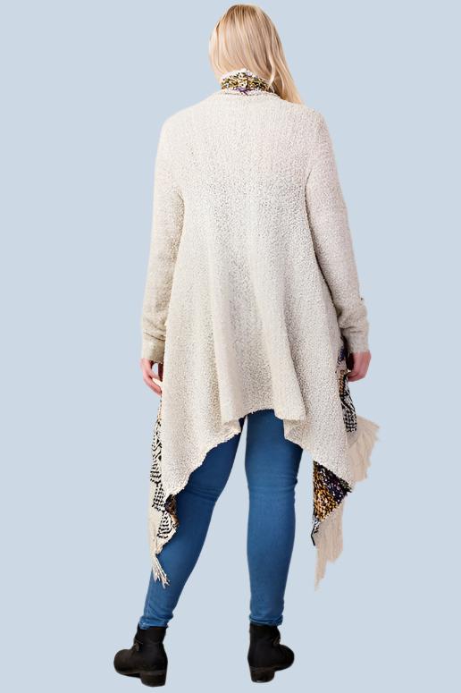 L Love Sassy Lady Fringe Cardigan - Heather Gray