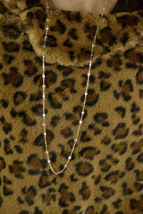 CZ Chain Necklace 34" - Silver