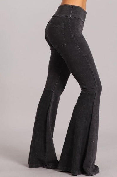Chatoyant Back Pocket French Terry Bell Bottom Pants