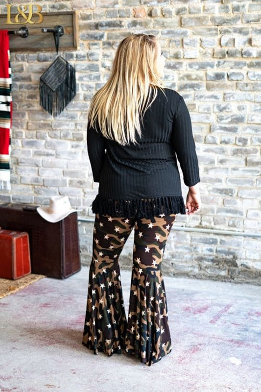 Star Camo Legging Bell Bottom Pants - Plus Size