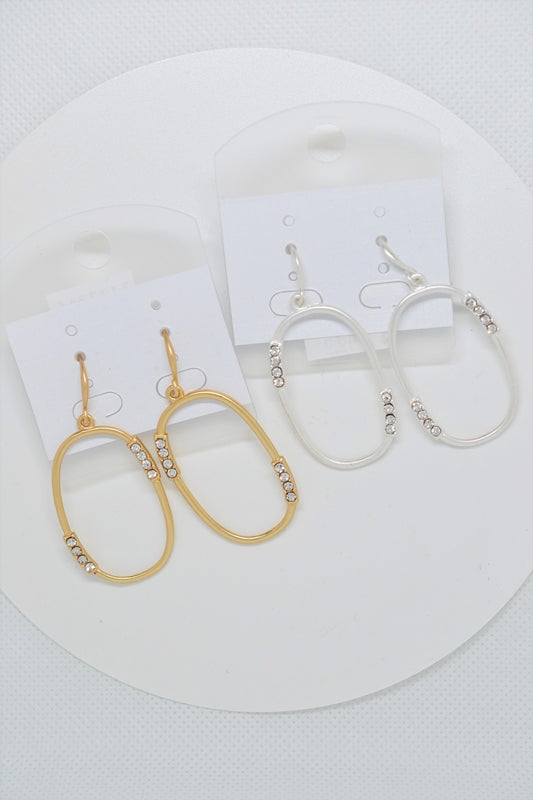 Oval Rhinestone Earrings