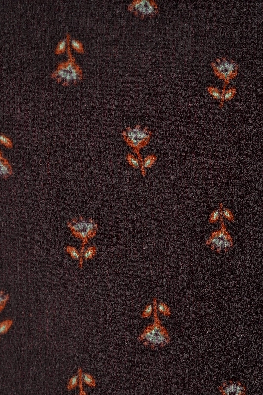 Timing Flower Print Off Shoulder Blouse - Wine