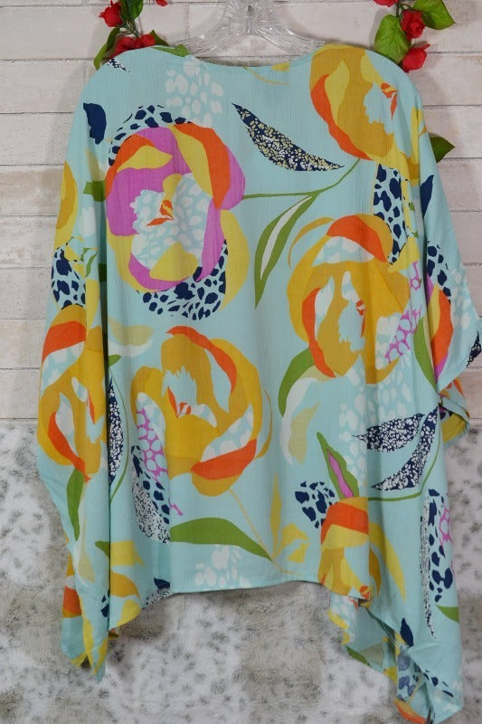 Angie Tropical Summer Kimono - Aqua