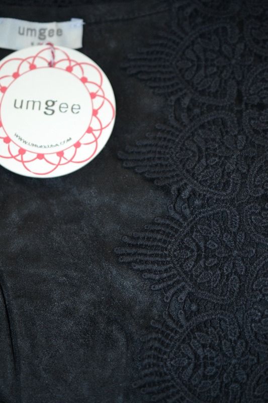 Umgee Suede Crochet Lace Vest - Black