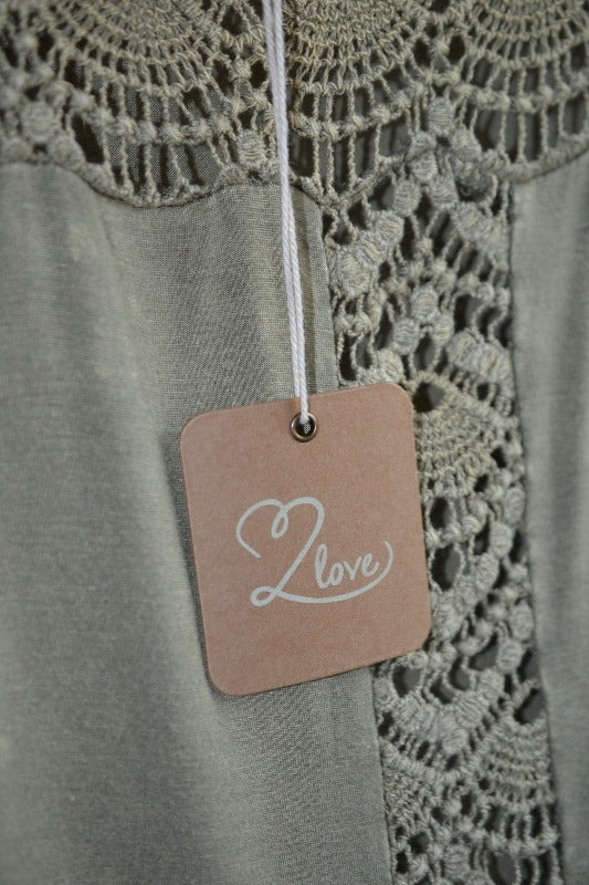 L Love Crochet Hi Lo Top - Olive