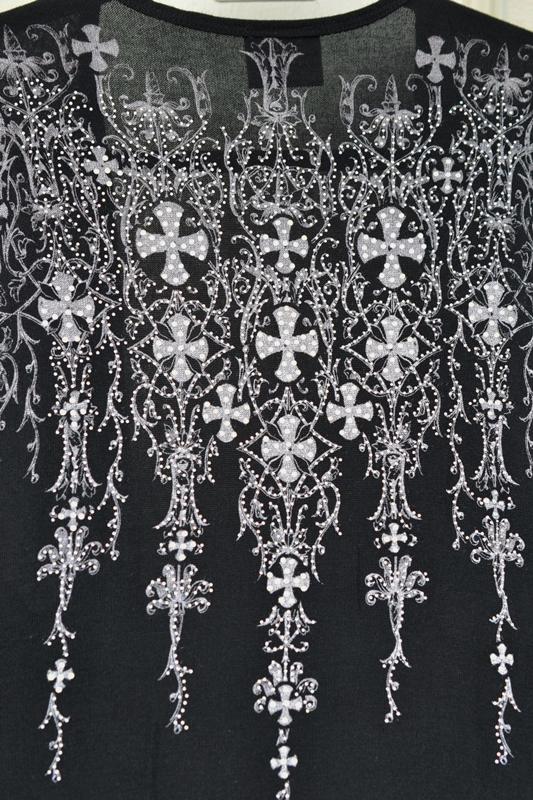 Vocal Crosses Multicolor Rhinestones Hi Lo Cardigan - Black