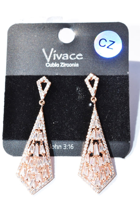 CZ Rose Gold Glam Dangle Earrings