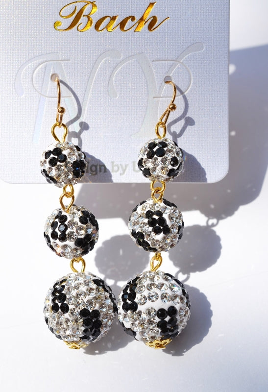 Black & White Leopard Ball Earrings