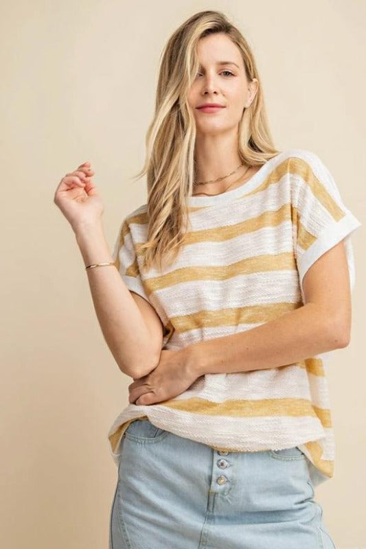 Kori Knit Textured Top - Mustard