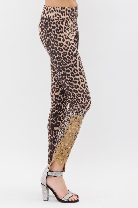 Vocal Leopard Lace & Stones Leggings