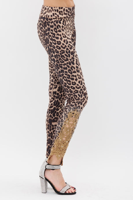 Vocal Leopard Lace & Stones Leggings