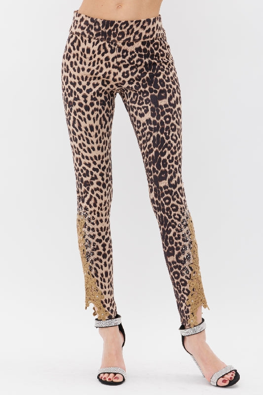 Vocal Leopard Lace & Stones Leggings