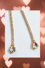 Flower Briolette Gold Tennis Lariat Necklace