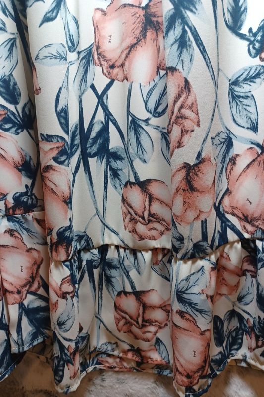 Peach Love Floral Tiered Maxi Dress - Cream Blue