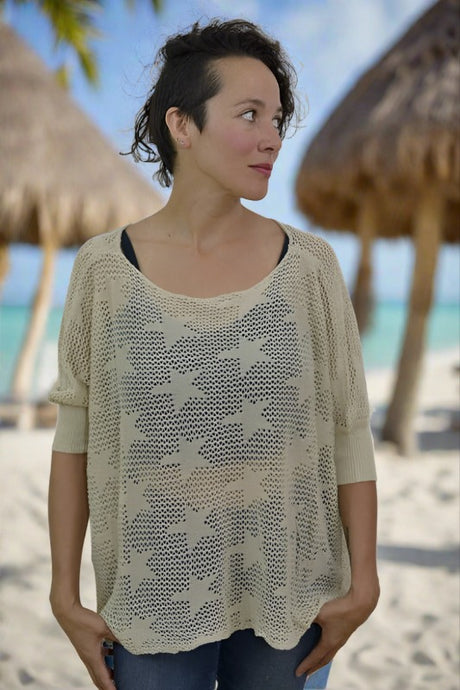 *FINAL SALE Honey Punch Stars Sweater Top - Taupe