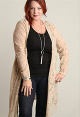 Taupe Lace Plus Cardigan