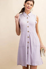 Kori Ribbed Button Dress - Lavender